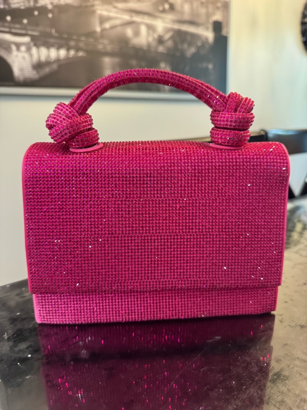 Zara Pink Embellished Top-Handle Bag